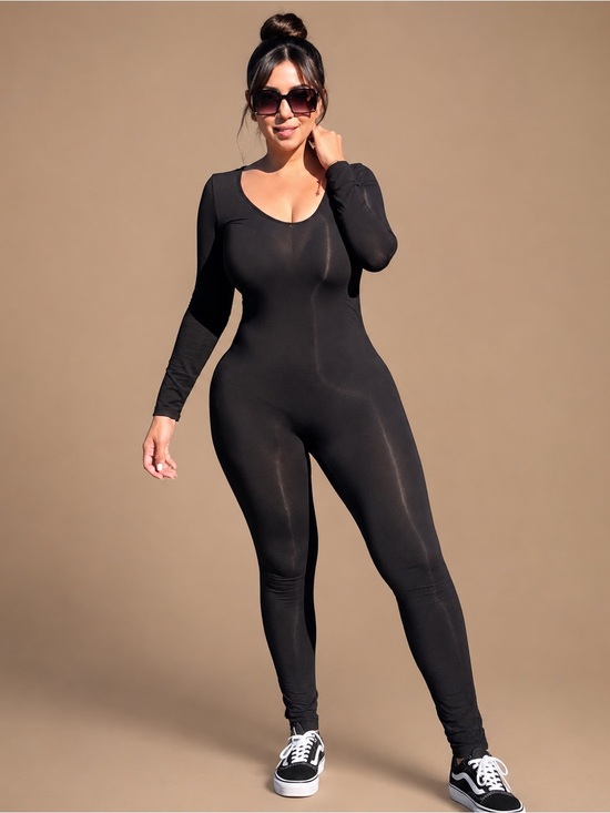 Sheinsxy Pants - SHEIN Black Long Sleeve Bodycon Jumpsuit One Piece Catsuit‎ Loungewear Medium